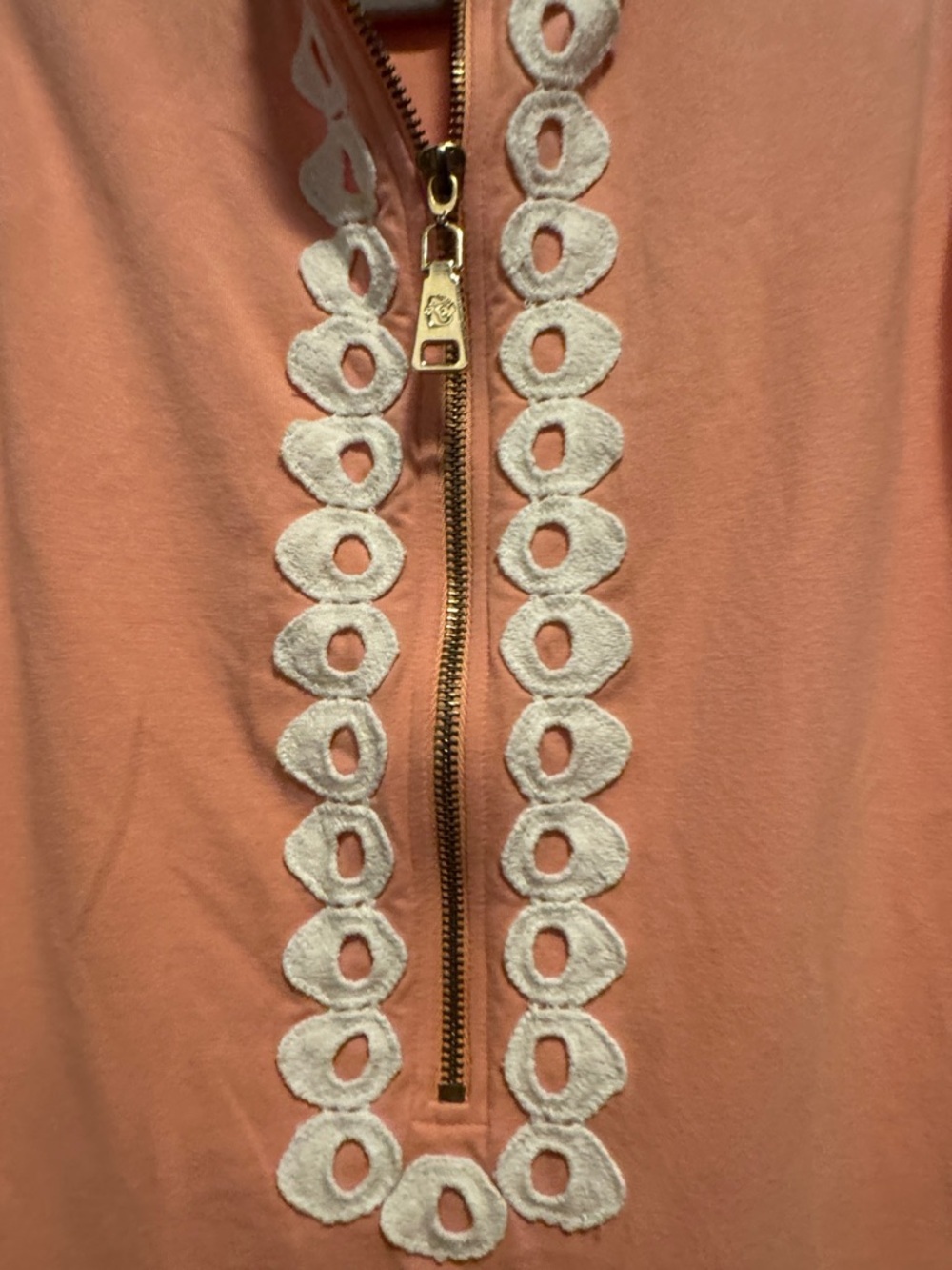 Spartina 449 Coral Zip-Front Sleeveless Mini Dress with White Trim - Picture 3 of 4
